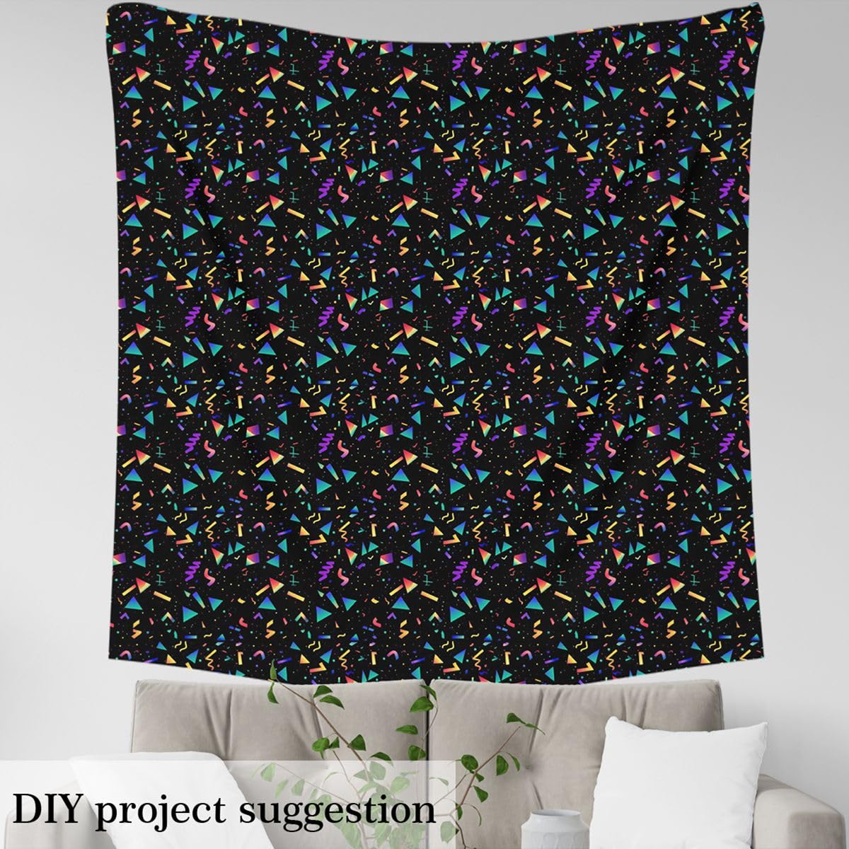 80sヴィンテージ ふりふりラジオとアイス柄のパステルカーテン Amazon.com: 80S 90S Fashion Fabric By The Yard, Retro Memphis